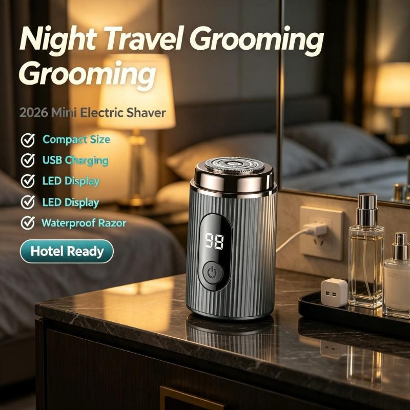 Mens Grooming Travel Kit - 2026 Mini Electric Shaver Portable Rechargeable