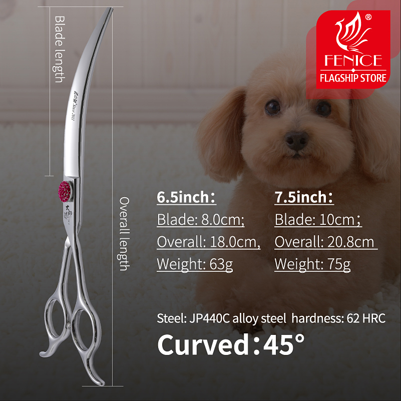 Kéo cong siêu cấp Fenice Pink  - đánh giá và giá Grooming Scissors