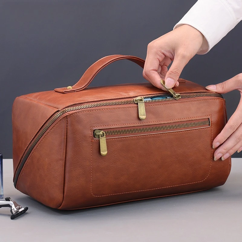 Makeup Bag Vintage PU Travel O - đánh giá và giá Mens Grooming Travel Kit
