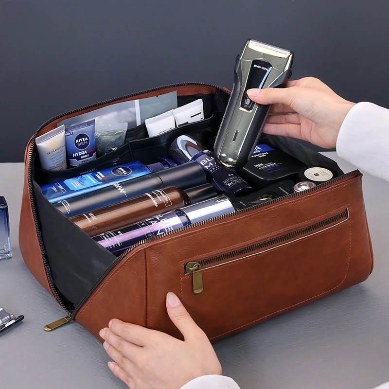 Makeup Bag Vintage PU Travel O - đánh giá và giá Mens Grooming Travel Kit