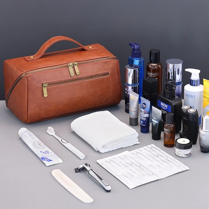 Makeup Bag Vintage PU Travel O - đánh giá và giá Mens Grooming Travel Kit