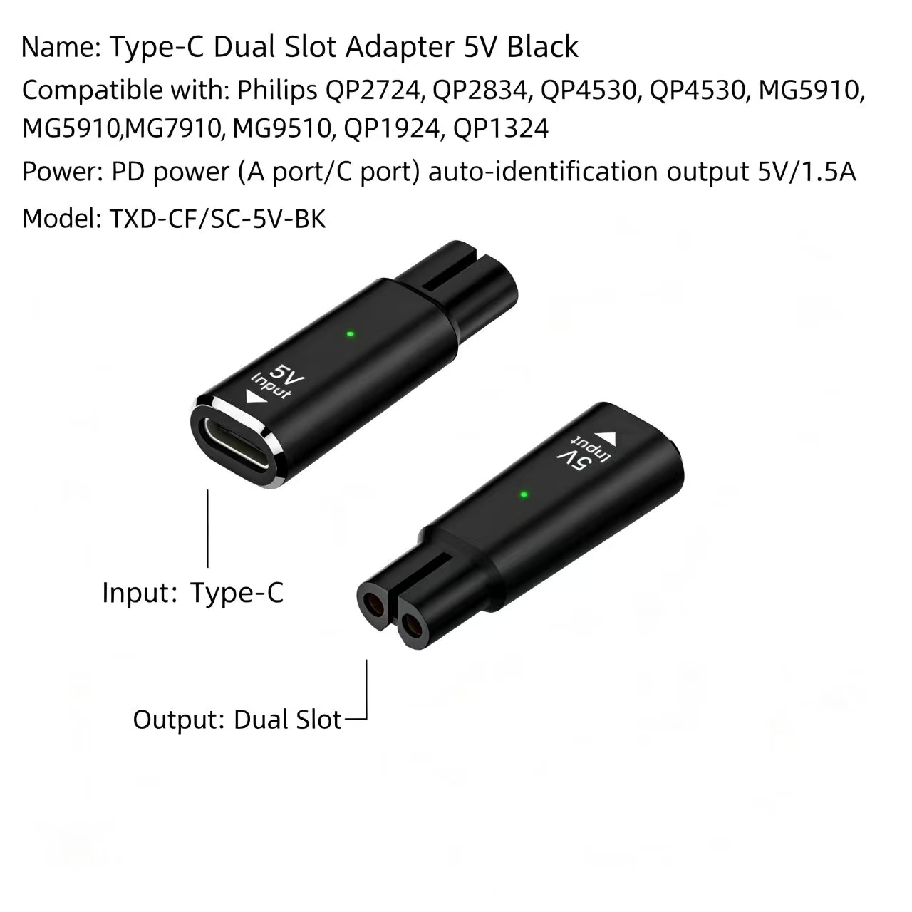 5V Type‑C Female to Dual Slot  - đánh giá và giá Electric Shaver Rotary